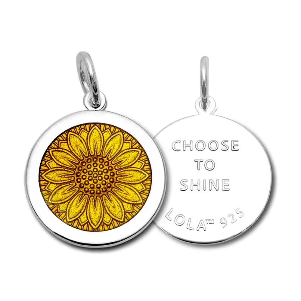 LOLA Pendant Necklace Sunflower Pendant Sterling Silver ROLO CHAIN